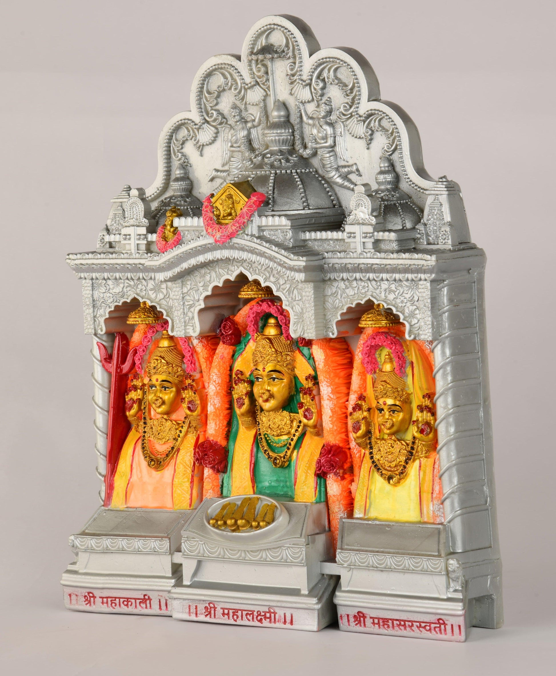 11-Inch Shree Mahalaxmi Murti - Multicolor Marble Dust Statue | Ideal for Home, Pooja, Temple, and Gift - Vishnupriya Art's