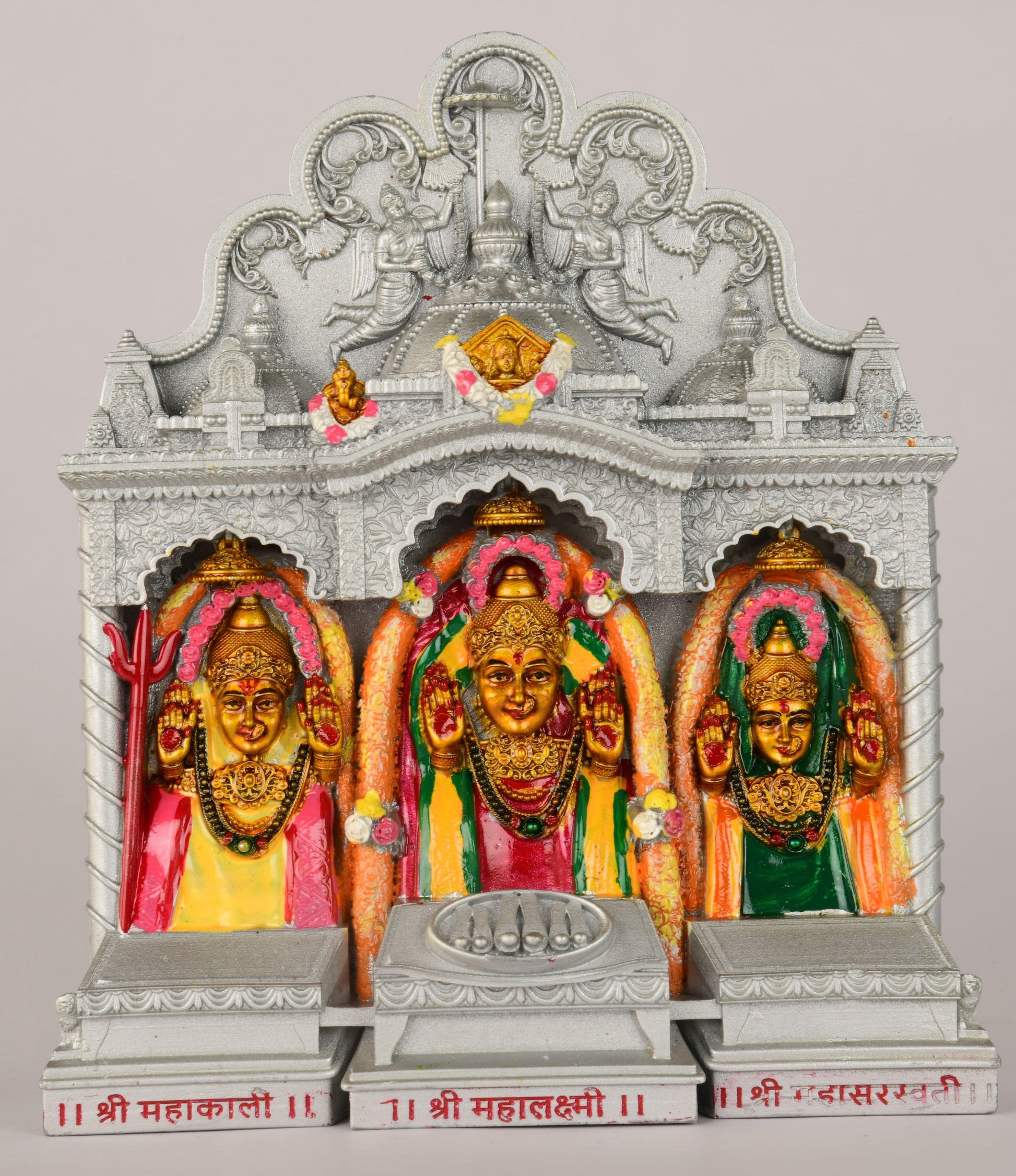 6-Inch Shree Mahalaxmi Murti - Multicolor Marble Dust Statue | Ideal for Home, Pooja, Temple, and Gift - Vishnupriya Art's