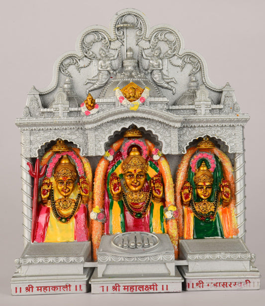 6-Inch Shree Mahalaxmi Murti - Multicolor Marble Dust Statue | Ideal for Home, Pooja, Temple, and Gift - Vishnupriya Art's