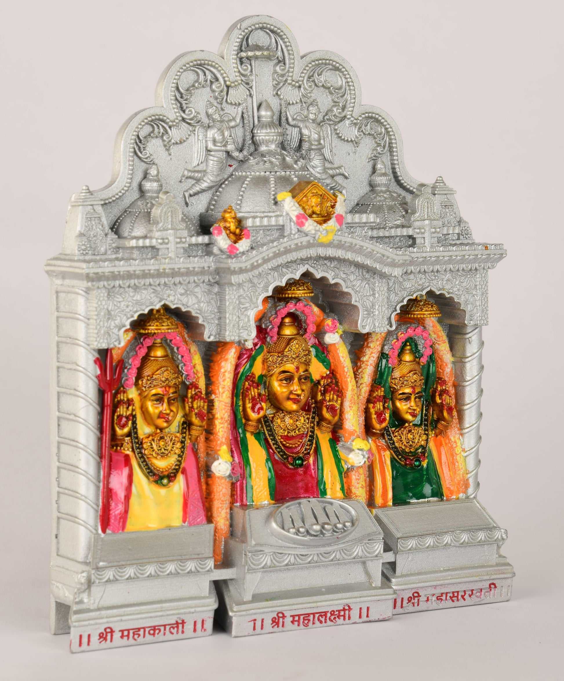 6-Inch Shree Mahalaxmi Murti - Multicolor Marble Dust Statue | Ideal for Home, Pooja, Temple, and Gift - Vishnupriya Art's