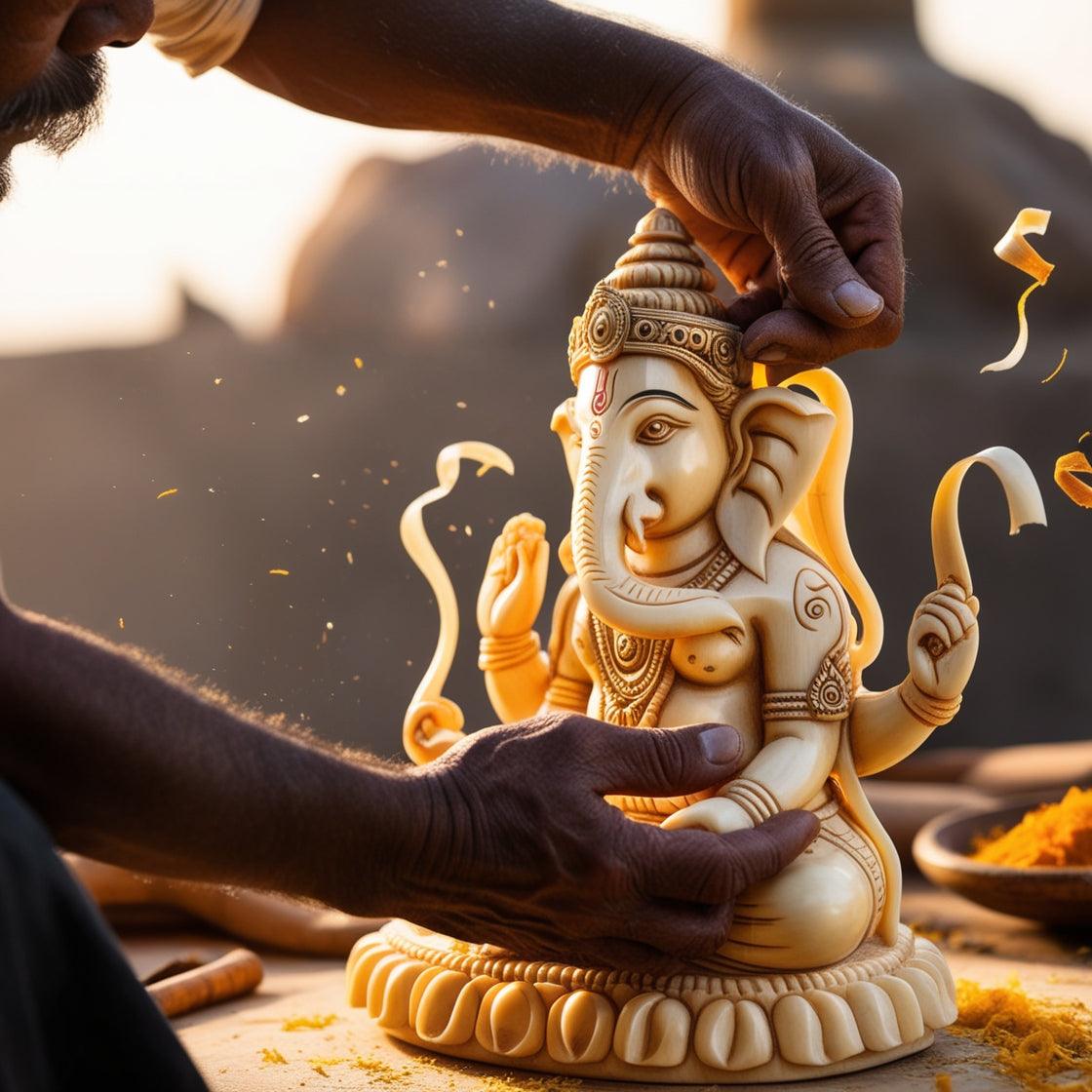 closeup of an Ganapati make process  - Vishnupriya Art's