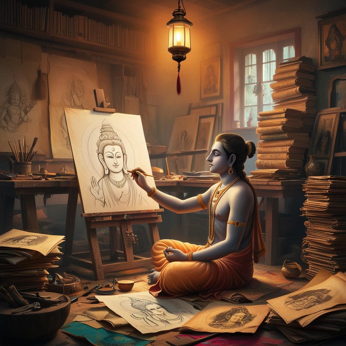 A Man Make A Sketch indian God Idols - Vishnupriya Art's