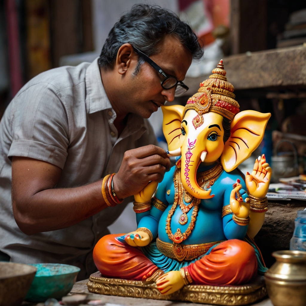 make a colourfull indian god idols Ganapati - vishnupriya Arts